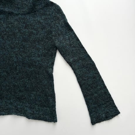 green mix color high neck tunic knit