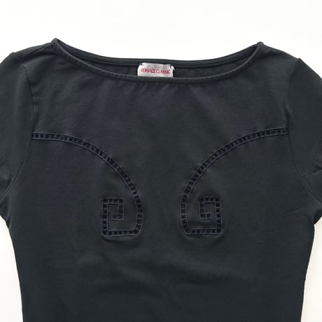 VERSACE black boat neck tops