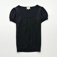 black puff sleeve knit tops