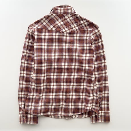 brown×purple plaid cotton shirt