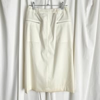 ivory zip designed midi skirt