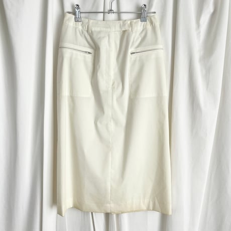 ivory zip designed midi skirt