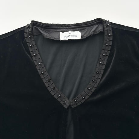 courreges black velour bolero cardigan