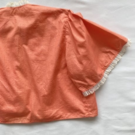 salmon pink lace designed cardigan