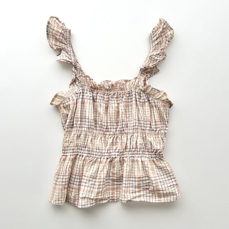 brown plaid frill camisole