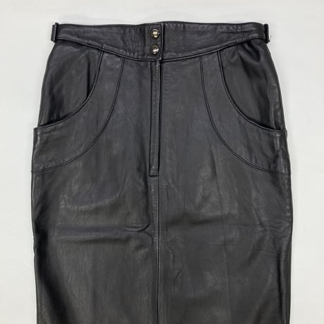 vintage black leather skirt