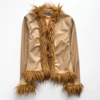 MORGAN beige leather×fur jacket