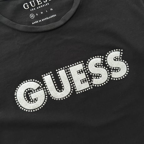 GUESS black rhinestone logo T-shirts