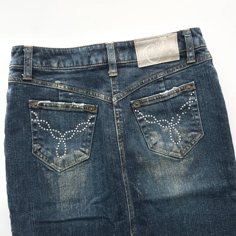 back rhinestone designed tight skirt