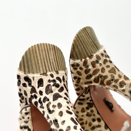 leopard fur vis sandals 23.5cm