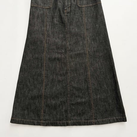dark indigo denim long skirt
