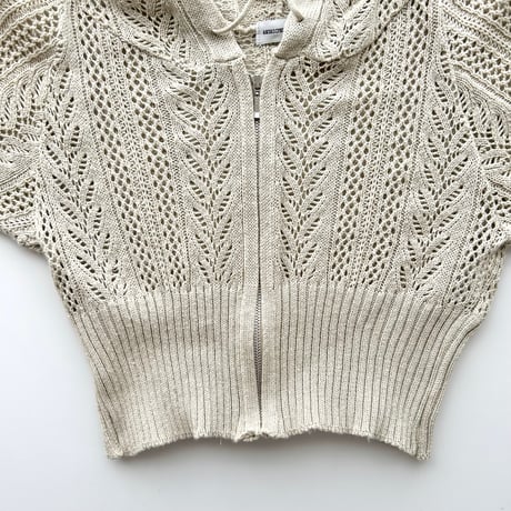 beige crochet full zip hoodie