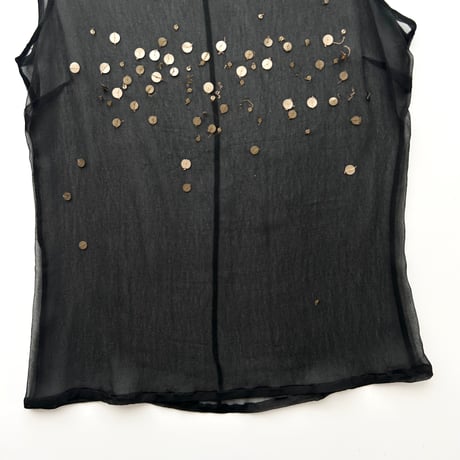 made in Italy / sheer sequins tank top