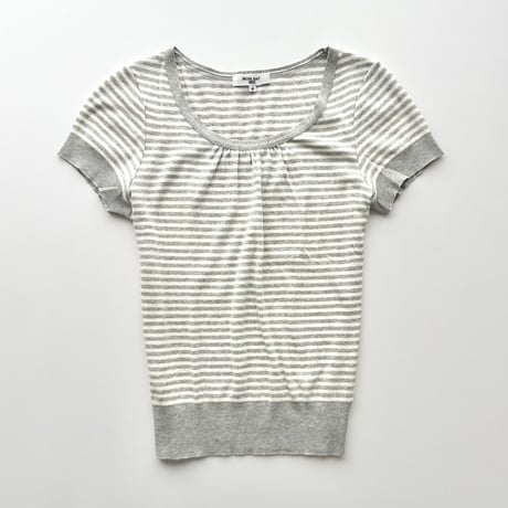 gray striped puff sleeve T-shirts
