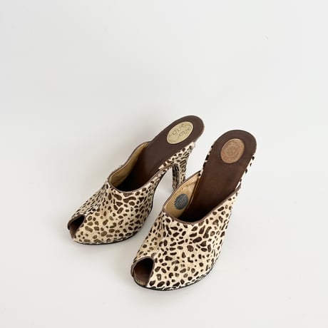 leopard fur vis sandals 23.5cm