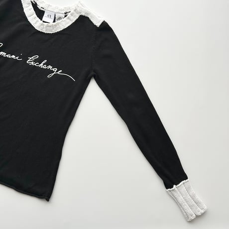 ARMANI black bicolor logo knit