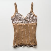 brown sequins silk camisole