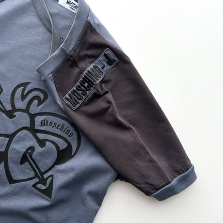 MOSCHINO navy logo printed T-shirts