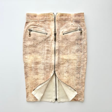 GUESS python leather dual zip skirt