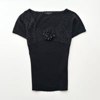 black beads corsage rib tops