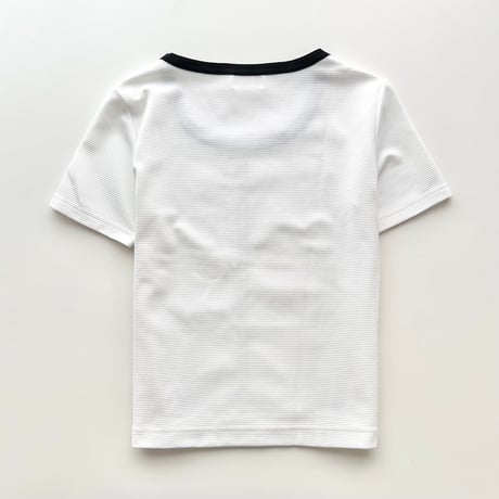 courreges white×black piping logo T-shirts