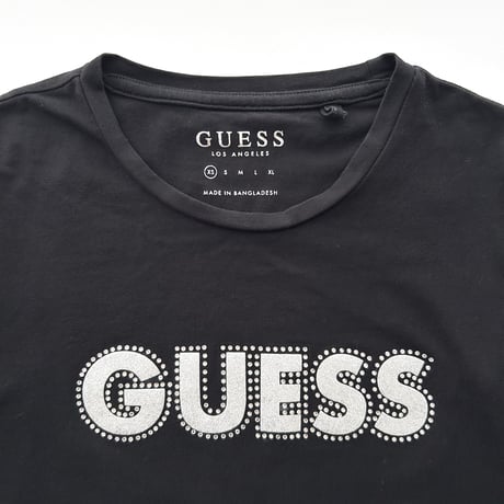 GUESS black rhinestone logo T-shirts