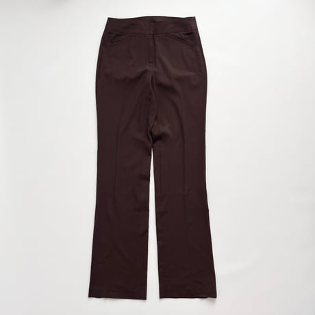 brown stitch designed straight pants