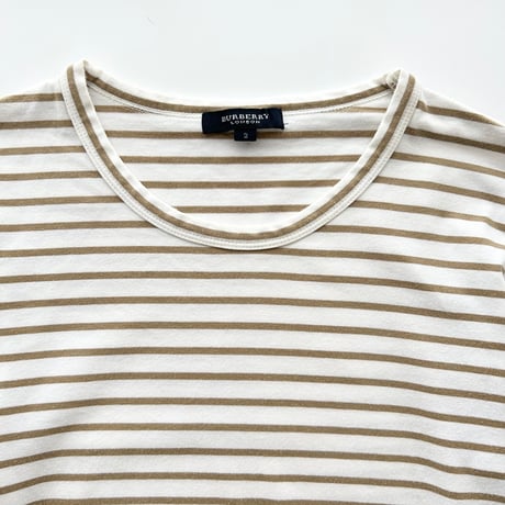 Burberry white×beige striped long sleeve T-shirts