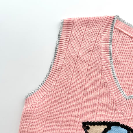 pink dog designed knit vest