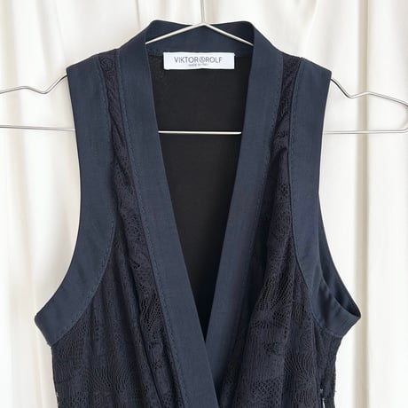 VIKTOR&ROLF navy lace belt designed dress