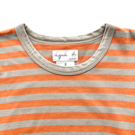 agnes b. orange×beige striped T-shirts