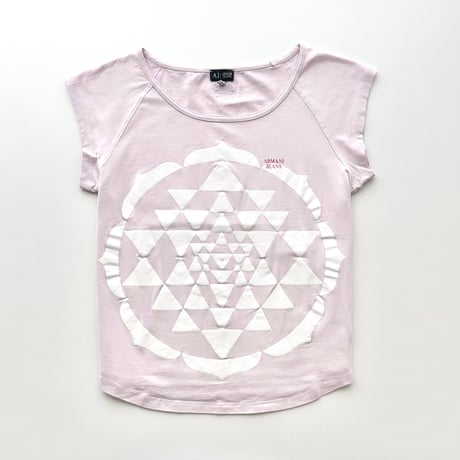 ARMANI pink×white printed T-shirts