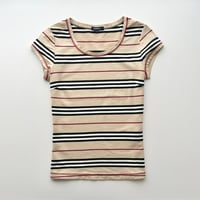 Burberry beige striped french sleeve T-shirts