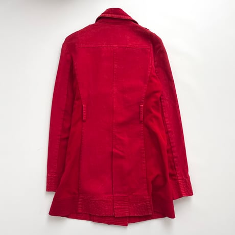 red zip designed trench coat