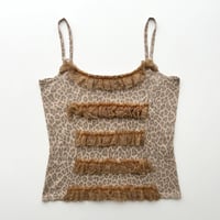 brown lame leopard lace designed camisole