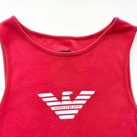 ARMANI red×white logo tank top