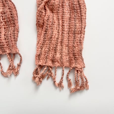 pink×gray striped scarf