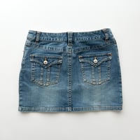 blue denim pocket mini skirt