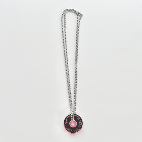 courreges silver×pink logo flower necklace