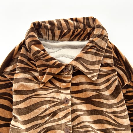 brown tiger striped velour shirt