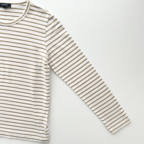 Burberry white×beige striped long sleeve T-shirts