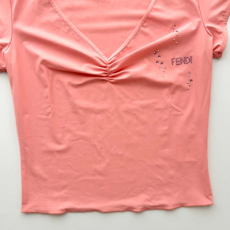 FENDI pink rhinestone gathered tops