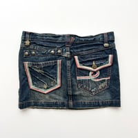 stitch designed denim mini skirt
