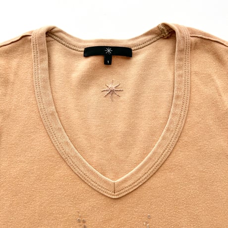 ISABEL MARANT orange beige flockey logo tank top