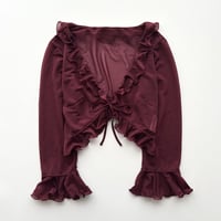 bordeaux frill sheer bolero cardigan