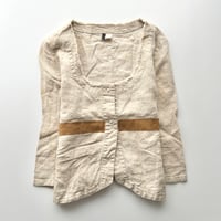 beige suede line linen jacket