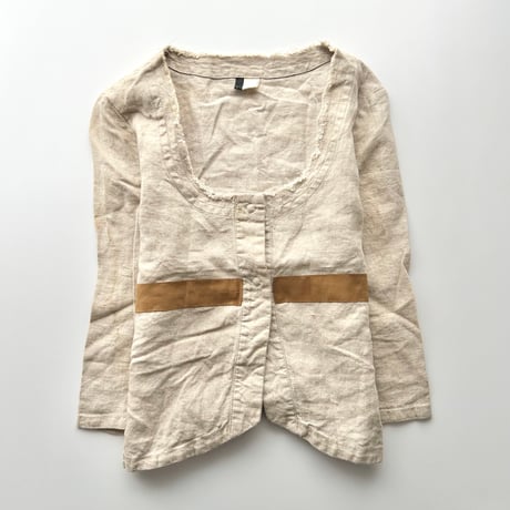 beige suede line linen jacket
