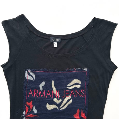 ARMANI black logo patch tops