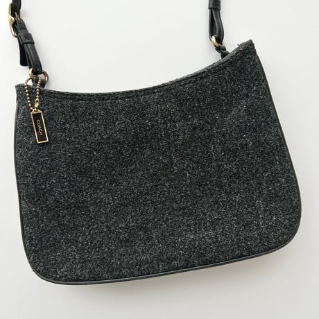 coach dark gray tweed shoulder bag