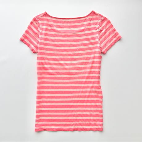 ARMANI pink striped silver logo T-shirt